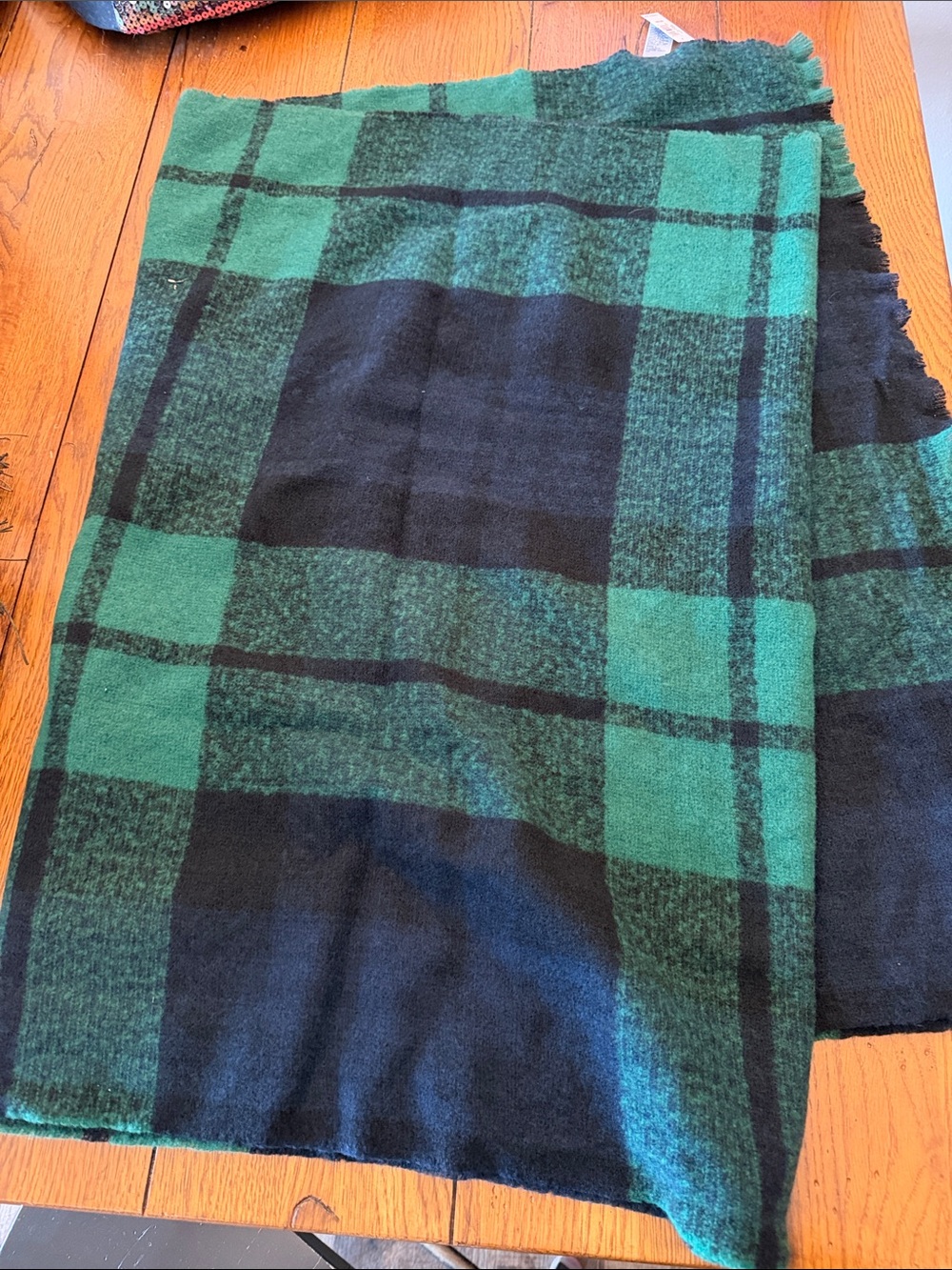 Large Green Plaid Scarf